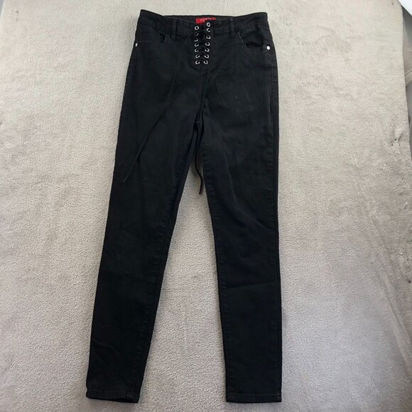 Guess Women's Jeans Size 29 Black Denim High Rise Ankle Skinny Lace-Up Classic - Picture 12 of 13